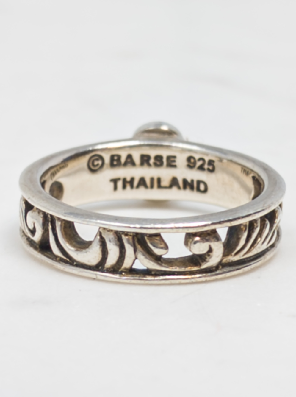 Barse 925 Sterling Silver Turquoise Scroll Ring, Sz 7.75, Handmade Thailand - Picture 6 of 16